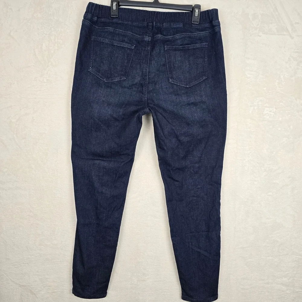 Eileen Fisher Womens Dark Wash Organic Cotton Stretch Pull On Denim Leggings L